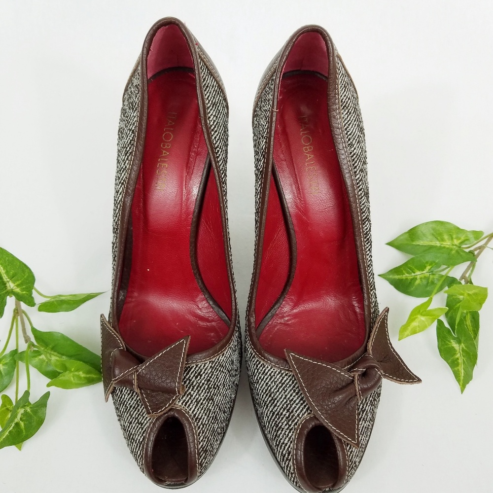 ITALO BALESTRI Fabric/Leather Heels Size38.5